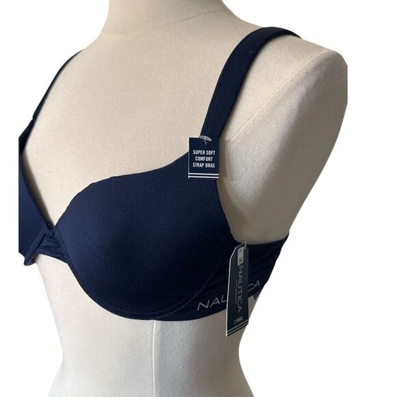 Nautica Underwire Padded Bra 36C Navy Blue NWT Adjustable Straps - Picture 1 of 7